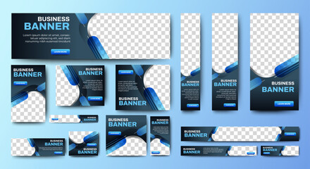 Web advertising banner template design. Modern web layout set with standard size. vector