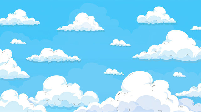 Cloud background  cartoon blue sky with white clouds 