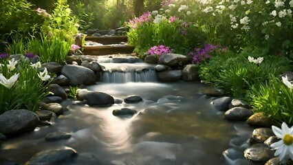 romantic colorful flowers on water surface,Colorful flowers floating in clear water. waves on pink background. Crystal clear blue pure water with reflections sunlight and shadows. calming nature video