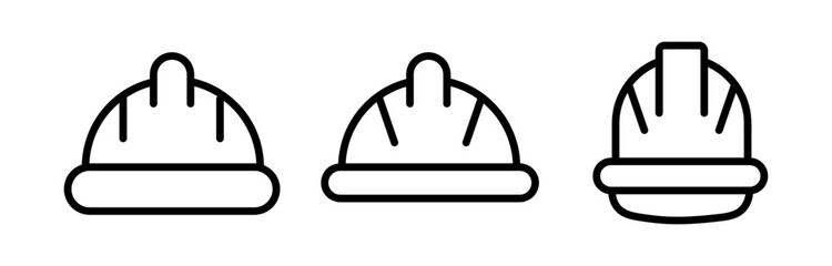 Fototapeta premium Helmet icon vector set, Construction helmet sign, Safety helmet vector liner illustration on white background..eps