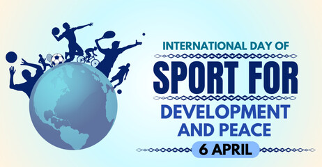 International Day of Sport for Development and Peace, 6th April. Campaign or celebration banner design - obrazy, fototapety, plakaty