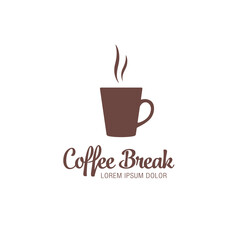 Coffee break logotype design, vector illustration