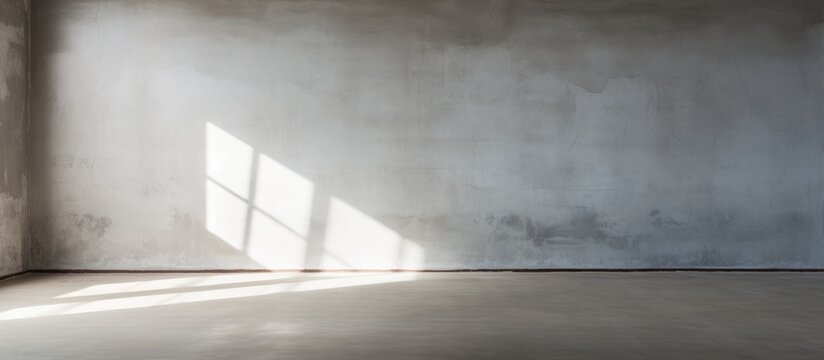 An Empty Concrete Room With A Single Window On One Wall. Light Is Streaming Through The Window, Creating A Shadow On The Opposite Wall.