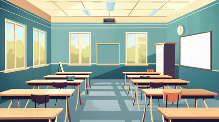 Empty classroom interior school or college class 