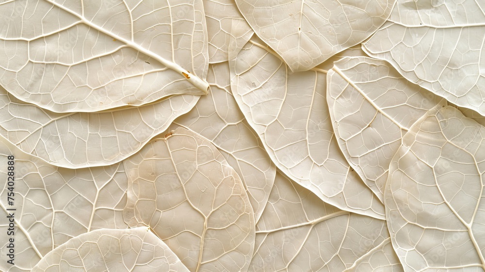 Poster intricate white tree leaf skeleton texture background with shining patterns and detailed structure