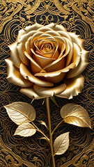 golden rose on a black background