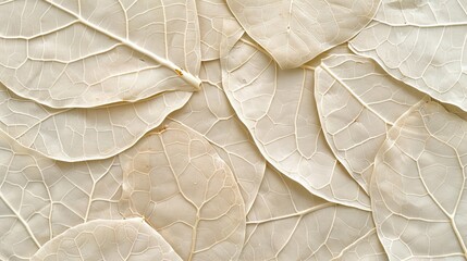 Intricate white tree leaf skeleton texture background with shining patterns and detailed structure