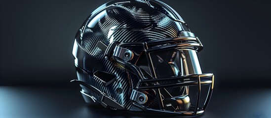 Carbon Fiber American Football Helmet with Intricate Design and Metallic Accents - obrazy, fototapety, plakaty