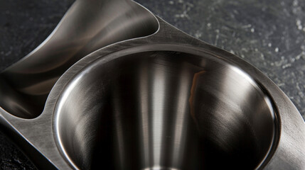 The smooth metal surface of a slike tool perfect for sliding over the back during cupping to create suction.