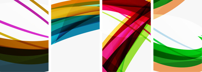 Colorful wave lines poster set for wallpaper, business card, cover, poster, banner, brochure, header, website