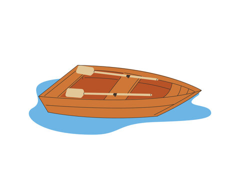recommend clip art: Wooden rowing boat with paddles water transportation