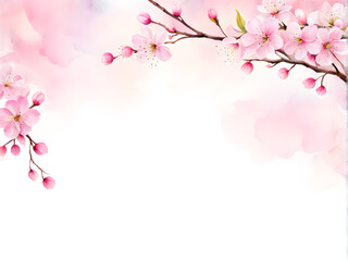 Fototapeta premium cherry-blossom-frame-branches-delicately-embracing-the-edges-soft-pink-petals-some-in-mid-fall
