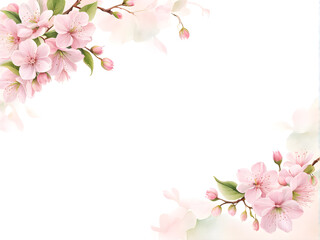 Fototapeta na wymiar cherry-blossom-themed-frame-illustration-branches-interlacing-around-edges-soft-pink-cherry