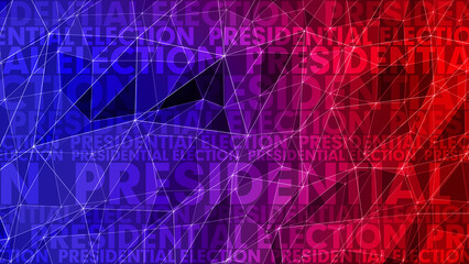 Presidential election text connected layout of symbols patterns and fonts, displaying 2024 primary election backdrop