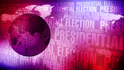 Election results and presidential election text presented on world globe backdrop political display of inspiration