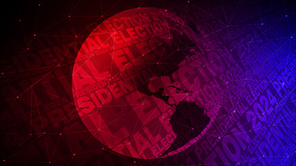 Voting for presidential election political backdrop with world globe and election text - obrazy, fototapety, plakaty