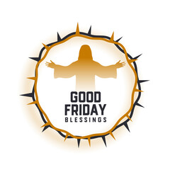 beautiful good friday blessing card with crown design