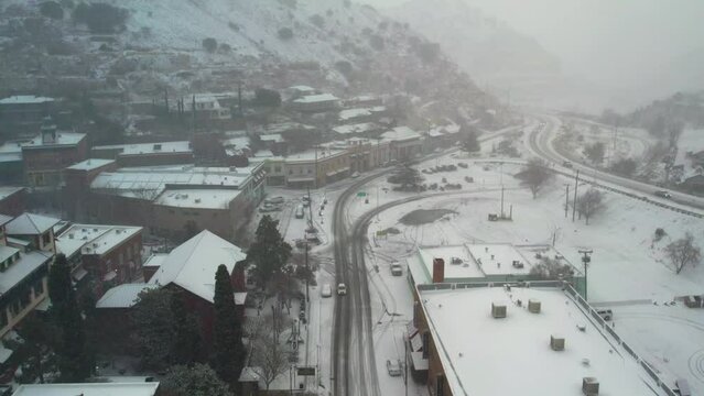 Snow covered city of Bisbee