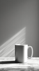 mug mockup, minimalistic space aesthetic, shapes