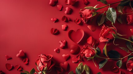 Flat lay of beautiful valentine's day concept ,generative ai,