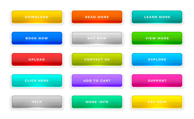 set of colorful empty web button element icon design