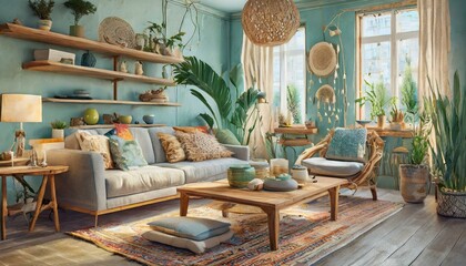 Naklejka premium living room with a furniture