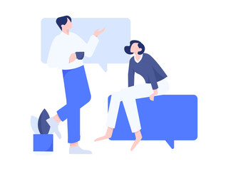 Flat vector illustration of business people operating work scene
