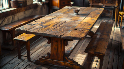 Fototapeta na wymiar Old wooden table. generative ai 