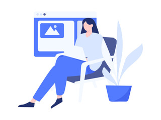 Flat vector illustration of business people operating work scene
