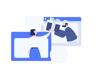 Flat vector illustration of business people operating work scene
