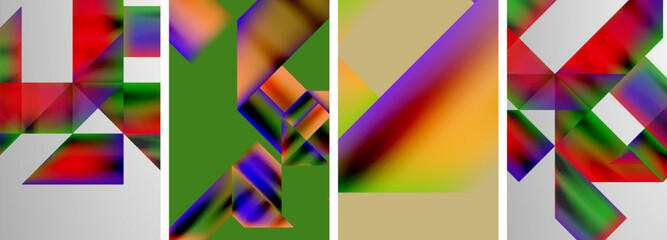 Set of colorful geometric posters - round shapes and circles with fluid color gradients. Abstract backgrounds for wallpaper, business card, cover, poster, banner, brochure, header, website