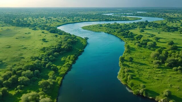 long river with blue water footage