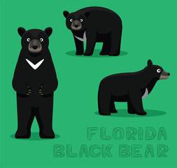 Florida Black Bear Cartoon Vector Illustration