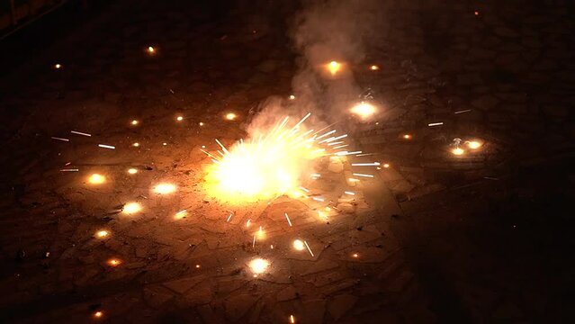 burning of fire crackers on the occasion of Diwali in India
