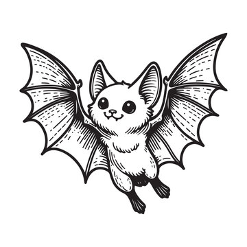 Line art of bat cartoon vector