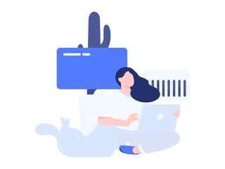 Flat vector illustration of business people operating work scene
