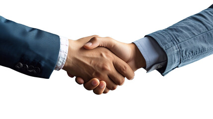two businessmen shaking hands isolated on white background