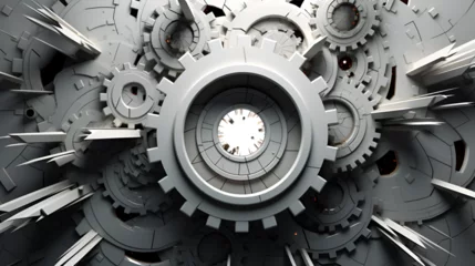 Fotobehang Cogs and gear wheels mechanisms background industrial machine technology   © Safia