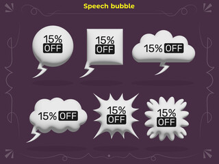 3d speech bubble set 06 chat box dialogue text message thought balloon element pack