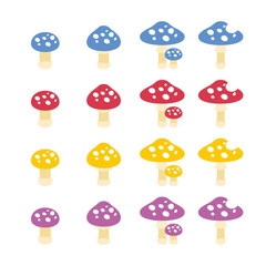 成長するキノコのイラスト 4色セット