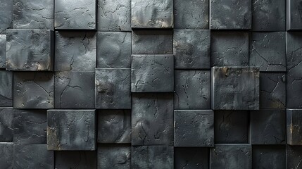 3d black lattice tiles on gray concrete background, 8k - Generative AI