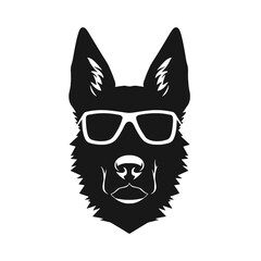 german shepherd dog silhouettes set, dogs silhouettes - vector illustration