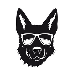 german shepherd dog silhouettes set, dogs silhouettes - vector illustration