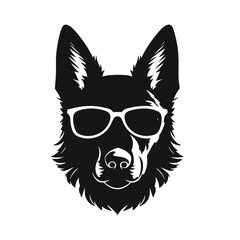 german shepherd dog silhouettes set, dogs silhouettes - vector illustration