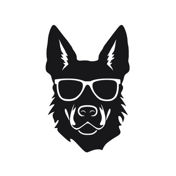 german shepherd dog silhouettes set, dogs silhouettes - vector illustration