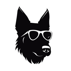 german shepherd dog silhouettes set, dogs silhouettes - vector illustration