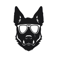 german shepherd dog silhouettes set, dogs silhouettes - vector illustration