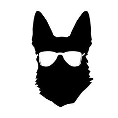 german shepherd dog silhouettes set, dogs silhouettes - vector illustration