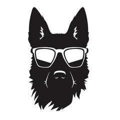 german shepherd dog silhouettes set, dogs silhouettes - vector illustration