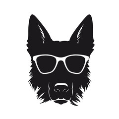 german shepherd dog silhouettes set, dogs silhouettes - vector illustration